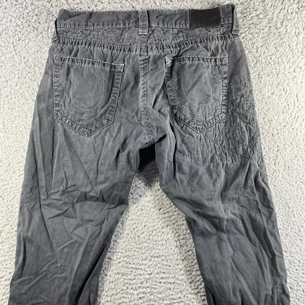 True Religion Dean Slim Relaxed Geo Quilted Pants Grey 32x32 READ